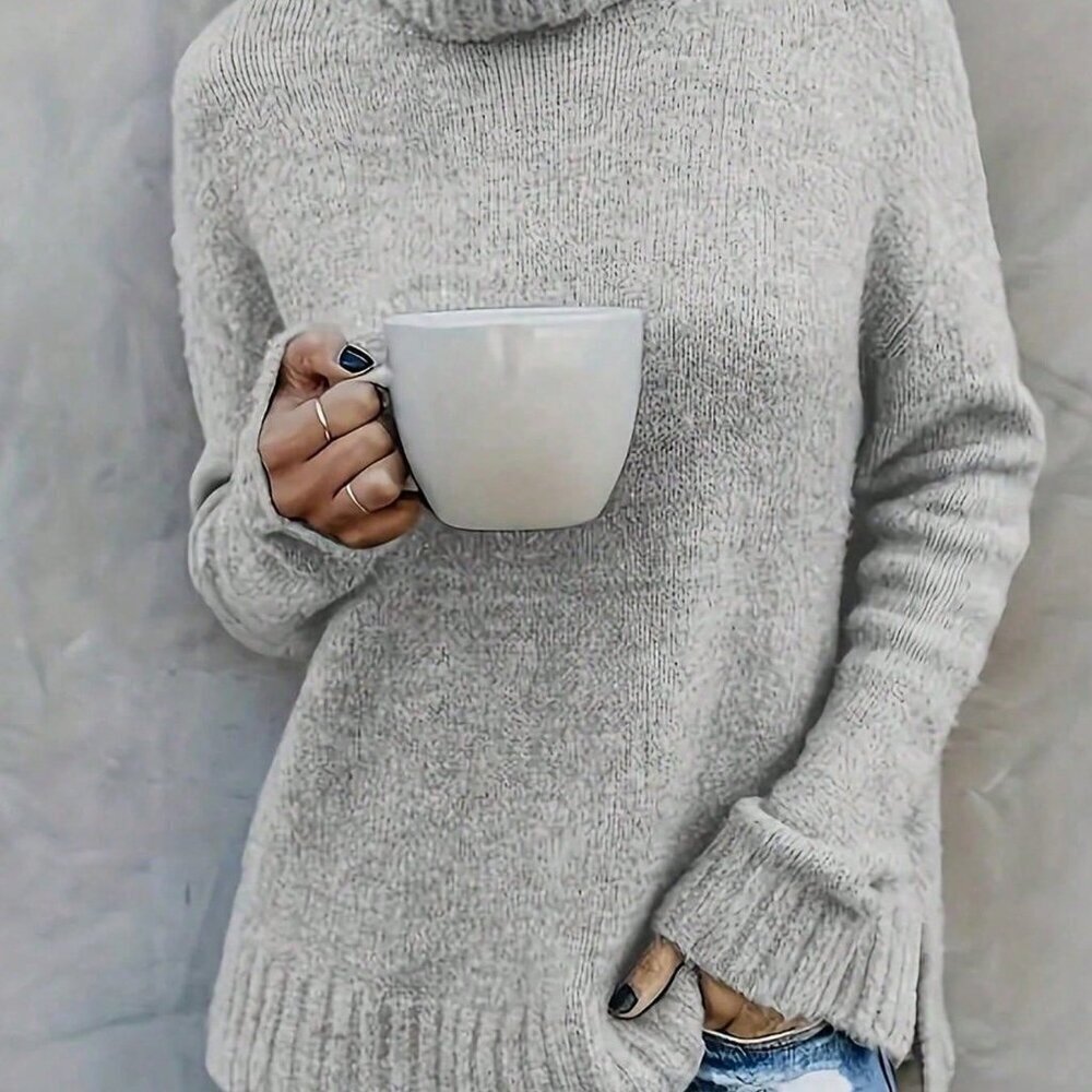 Gray Casual Women's Long Sleeve Knit Sweater